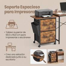 VASAGLE 2-Drawer File Cabinet, Mobile Printer Stand - Brown - View 5