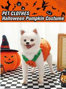 1pc Cute Pumpkin Pet Costume, Soft Fleece Fabric, Suitable For Small Dogs And Cats, Adorable Halloween Theme Outfit, Perfect For Holiday Parties, Halloween Trick-Or-Treating And Autumn Photo Shoots, Fun Holiday Dress-Up For Your Cute Furry Friends - Orange - View 6