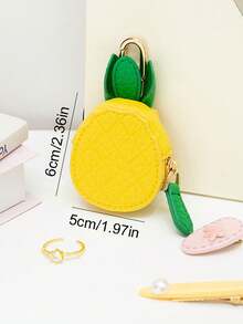 1pc Personalized Customized 2026 New Creative Bag Charm Fruit Shaped Coin Purse PU Leather Keychain Portable Cute Coin Pouch Gift - Multicolor - View 5