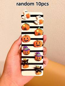 10/21/31pcs Random Assorted Halloween 3D Cartoon Hair Ties For Girls, Funny Cute Versatile Hair Accessories For Daily Wear, Holiday, Party, School, Casual - Multicolor - View 7
