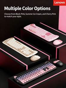 Lenovo Wireless Keyboard And Mouse Combo, Cute Cat Ear Design, Silent Keys, Suitable For Home Office Desktop And Laptop - View 10