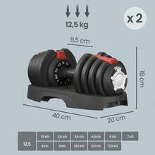 SONGMICS 2-In-1 Dumbbell Set, 2 X 12.5 Kg - Black - View 3