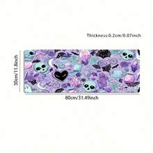 Large Gaming Mouse Pad, Purple Background With Skull And Rose Pattern Design, Includes Non-Slip Washable Rubber Base, Suitable As Desktop Accessory Or Computer Setup Decoration, Dirt-Resistant, Suitable For Gaming - Mouse Pad - View 5