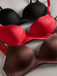 3pcs/Set Women's Wireless Bra, Simple & Comfortable, Soft & Breathable Fabric, Suitable For Daily & Special Occasions - Multicolor - View 4