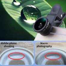 1pc Black Wide Angle Fisheye Phone Lens, 180 Degree Fisheye Effect, Combines Wide Angle Macro Magnification Selfie Function, Universal Clip-On Installation, Compatible With Most IOS And Android Models, Phone External Shooting Accessory - 1pc External Phone Camera Lens - View 8