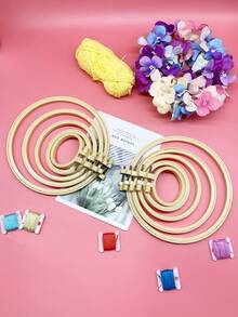 10pcs Natural Bamboo-Like Plastic Embroidery Hoops, 7.3-20.2cm Multiple Sizes Cross Stitch Hoop Set, Minimalist Portable DIY Craft Supplies, Classic Natural Style, Suitable For Embroidery, Cross Stitch, Quilting And Home Decor - Imitation Bamboo Embroidery Hoop - View 5