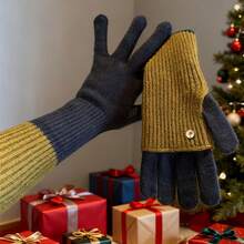 Maillard Winter Dual-Use Colorblock Knitted Gloves For Women, Woolen Fingerless Touchscreen Compatible Warm Cycling Gloves - Multicolor - View 7