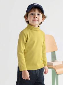 Balabala Baby Long‑Sleeve T‑Shirt Soft‑Snug New Winter Base Layer Versatile Inner Top For Boys & Girls Daily Wear - Deep Khaki - View 2