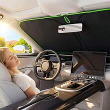 1pc Portable Heat-Insulating Sunshade, Single-Piece Car Sunshade, Specially Designed For Car Front Windshield, Titanium Silver Upgraded Thickened Sunshade, Effectively Blocks Sunlight, Easy To Install, High-Quality Fabric, Practical For Car Interior In Summer, Suitable For Travel And Camping, Fits Sedans, SUVs And Trucks - A - View 2