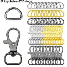 54pcs D-Ring Swivel Snap Hooks, Suitable For Keychains, Wallets, Lanyards, Dog Collars, Bags, DIY Crafts Accessories (3 Colors Available) - Little D Buckle D Ring - View 8