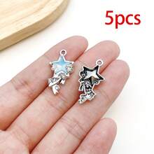 5/20pcs Silvery Plated Blue Rhinestone Charms Dolphin Shell Star Heart Butterfly Owl Pendant For DIY Bracelet Necklace Earring Jewelry Making Findings - Blue - View 26