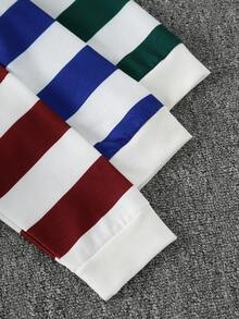Autumn/Winter Boys' Letter Print Striped Polo Collar Long Sleeve Top - Multicolor - View 6