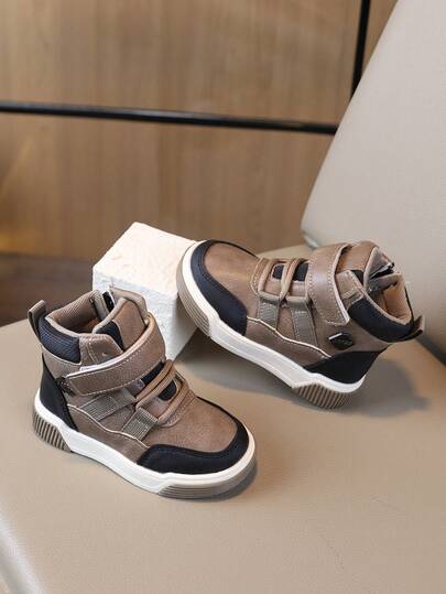 Kids' High-Top Sneakers Boots, Colorblock Non-Slip Thick Sole Casual Everyday Boots For Toddlers And Young Boys