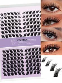 LIMEIKAI 168Pcs C‑Curl Fox Eye Slanted Lash Clusters, Mixed 12‑18mm DIY Individual False Eyelashes, Easy To Apply For Dating, Party, Travel, Festival & Photo Makeup - View 1