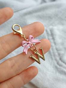 1PC New Elegant Pink Bow Key Chain, Cute English Letter Bow Keychain, Suitable For Women's Daily Use, Gift For Mom, Women's Bag DIY Backpack Pendant Charm Accessory, Wedding And Birthday Gift - Multicolor - View 21