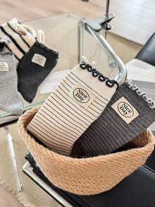 1/3 Pairs Women's Korean Vintage Ruffle Lace Striped Personalized Fabric Label Letter Daily Commute Versatile Mid-Calf Socks, Autumn/Winter - Multicolor - View 11