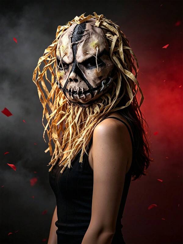 Máscara de Espantapájaros Aterradora de Halloween, Máscara de Látex Completa Cosida y Emocionante, Accesorio de Cabeza de Cosplay de Terror para Adultos, Adecuada para Casa Embrujada, Fiesta, Carnaval, Accesorio de Disfraz Emocionante, Regalo Ideal para Vacaciones