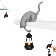 1pc Cat Night Light Bookshelf Ornament, Multifunctional Tail Hook For Hanging Keys, Atmospheric Home Decor, Creative Holiday Gift For Cat Lovers, Cat Hanging Light Ornament, Bookshelf Edge Cat Hook Decoration, Key Hanging Night Light Home Desktop Creative Craft (Light Not Included) - Multicolor - View 6