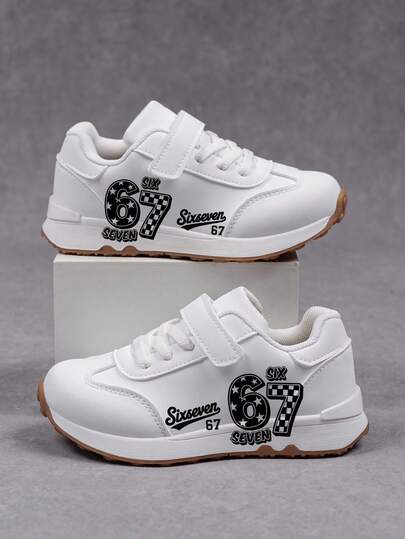 1 Pair Cheap And Fashionable Shoes, Casual Sports Children's Shoes, Durable Basketball Shoes, Suitable For Daily Wear And Outdoor Activities, Christmas Gift, Outdoor Play Shoes, Fun Design Shoes, Cartoon Print Shoes, Breathable Fabric Shoes, Flexible Sole Shoes, Children's Sports Shoes, Sneakers, Holiday Gift, 2D Flat