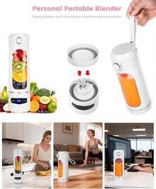 SINRAY Juicer Portabel Ringan 600ml, Kapasitas 22000 RPM, Dapat Diisi Ulang USB, Dilengkapi Baterai Isi Ulang 1200mAh. - 0,5L-1L - View 9