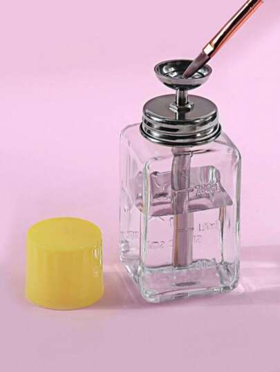 Pump-Press Glass Dispenser Bottle, Liquid Solvent Viral Style, Anti-Static Nail Polish Remover Gel Water, Flip Cap Design, Corrosion-Resistant Anti-Static Glass Container, Pump Bottle, Metal Copper Tube, Pump Bottle Cap