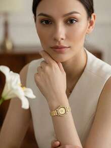 1pc Luxury Women's Quartz Watch, Bezel Decorated With Premium Rhinestones, Stainless Steel Band, Suitable For Daily Commute, Travel And Everyday Wear - one-size - View 13