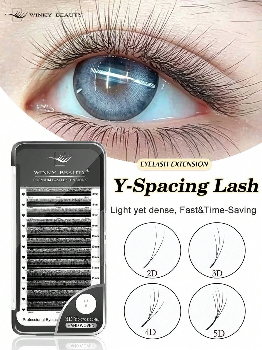Winky Beauty 12 Rows Voluminous Pre-Made Lashes, 0.07mm Ultra-Fine Lash Extensions, Lightweight Pre-Made Lash Clusters, Lash Clusters, Individual Lashes, False Eyelashes - View 1