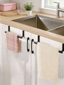 1pc No-Drill Single Bar Towel Rack, Over-The-Door Hanging Storage Shelf, Multi-Purpose Organizer For Bathroom, Kitchen, Dorm, Summer And Back-To-School Essential, Birthday Gift - Multicolor - View 10