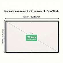 16:9 Foldable White Projector Screen, Wrinkle-Resistant Soft Fabric, Portable Home Theater Movie Screen - White - View 14