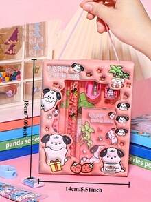 4 Sets/24PCS Panda Rabbit Puppy Astronaut Pattern Cartoon Stationery Set, Student Pencil Set, Includes Pencils, Rulers, Erasers, Sharpeners, Notebooks - Multicolor - View 5