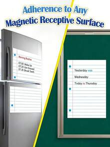 OBOVAY 1 Set/30pcs/1PC Magnetic Dry Erase Whiteboard Sticker, White Laminated Writing Surface With Blue Horizontal Lines And Red Vertical Lines Design, Magnetic Installation, No Drilling Required, Can Be Attached To Refrigerator, Metal Cabinet, Magnetic Whiteboard, Supports Repeated Writing And Erasing, Suitable For Teaching, Course Explanation, Homework Tutoring, Meeting Minutes, Work Plan, To-Do List, Schedule, Study Notes - Multiple Styles - View 3