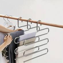 1pc 5-Layer Stainless Steel S-Shaped Pants Rackfor Hanging Pants, Towels, Jeans, And Various Additions, Wardrobe Organizer Artifact, Very Suitable For Storing Jeans And Pants, Space Saving Design, Clothes Storage Rack Storage - Multicolor - View 3