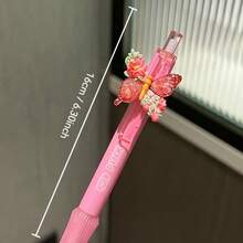 6/12pcs Macaron Color Butterfly Decor Click Neutral Pens, 3D Butterfly Flower Ornament, Playful Eye-Catching Macaron Gradient Pen Body For Writing - Multicolor - View 3