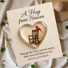 1/3pcs Pocket Hug Heart Cards - Hug From Heaven, Heart-Shaped Memorial Statue With Bird, Includes Inspirational Blessing Card, Suitable For Memorial, Home Decor, Gift - Multicolor - View 5