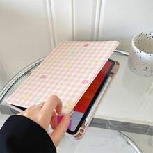 1件粉色格紋彩色碎花360°可旋轉平板保護殼，多角度視角書本式支架，相容 iPad A16 2025、Galaxy Tab S9 FE/S8 Plus/S7/S10、Pad、MatePad、Pad、Honor Pad、Xiaoxin Pad - 彩色 - 查看 6
