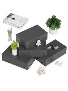 1PC Black Reusable Gift Box With Lid, Magnetic Closure, Rectangular Foldable, For Proposal Box, Wedding, Christmas, Halloween, Birthday Gift Packaging (Black With Ribbon) - Black - View 4