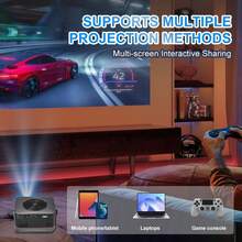 Portable Mini Home Projector, Native 1080P Supported WiFi Wireless Screen Mirroring Projector, Auto Electronic Keystone Correction, 42‑100" Projection Size, Built‑In HiFi Speaker, Power Bank Compatible For Indoor Outdoor Use - Black - View 9