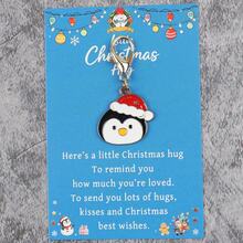 4pcs/8pcs Christmas Enamel Keychain Charms, Bear Reindeer Penguin Pendants, Lobster Clasp, Small Holiday Gift With Greeting Card - Multicolor - View 5