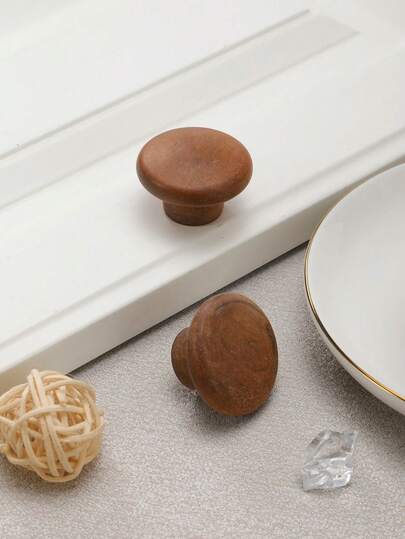 2 piezas Tiradores de gabinete con diseño minimalista y mango de madera, adecuados para la decoración del hogar