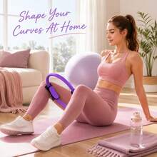 Pink Pilates Yoga Resistance Ring And Free Yoga Resistance Band, Home Fitness Workout Equipment, Suitable For Full Body Exercise - Multicolor - View 6