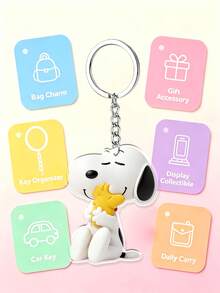 Snoopy Cute Sitting Posture Cartoon Embrace Small Yellow Partner Acrylic Key Chain, Metal Ring Chain Bag Hanging Pendant, Suitable For Backpacks, Handbags, Car Keys - Multicolor - View 5