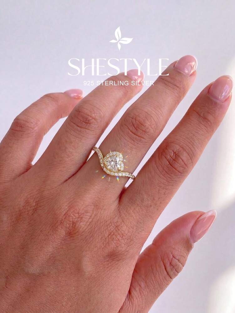 1pc Elegant 925 Sterling Silver Women's Ring, High-Quality Jewelry, Wedding Ring, Bridal Jewelry, Anniversary Gift - Ring 15 - View 2