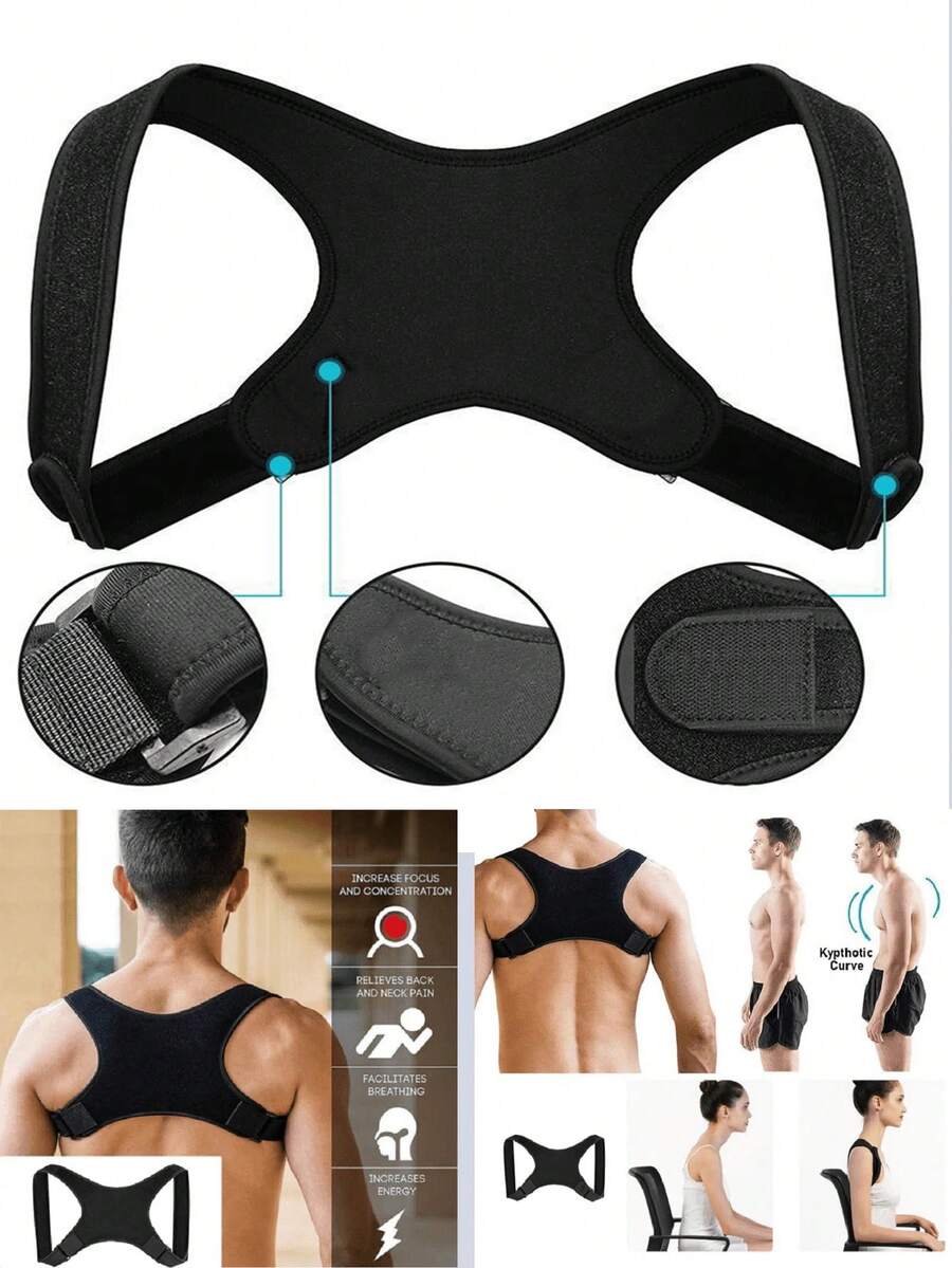 ComfortFit Unisex Posture Corrector, Adjustable Breathable Orthopedic Support Strap, Seamless Upper Back, Spine, Neck And Shoulder Support, Suitable For Daily Wear, Clavicle Stabilization, Promotes Healthy Posture, Prevents Hunchback, Plus Size