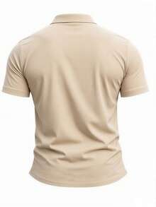 Men's Summer Fashion Half-Zip Polo Collar Short Sleeve T-Shirt, Suitable For Social Gatherings, Fashionable Item - Apricot - View 2