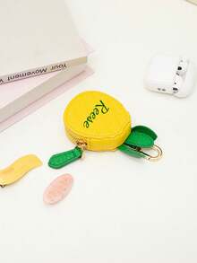 1pc Personalized Customized 2026 New Creative Bag Charm Fruit Shaped Coin Purse PU Leather Keychain Portable Cute Coin Pouch Gift - Multicolor - View 2