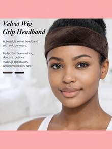 2pcs Velvet Wig Headband Adjustable Fastener (Black And Brown) - Black + Coffee - View 2