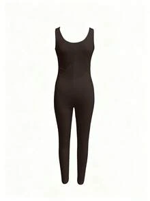 Maternity Jumpsuit Fashion Sporty Comfortable Loungewear - Coffee Brown - View 8