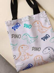 1 buah Tas Tote Kanvas Motif Hewan Kartun, Tas Bahu Genggam Kapasitas Besar, Tas Belanja yang Dapat Digunakan Kembali untuk Pesta Festival Musik, Pengemasan Buku Sehari-hari - MultiWarna - View 3