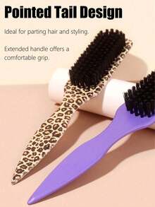 1pc Leopard Print Plastic Styling Comb, Tame Flyaways And Hairline, Smooth Frizz, Salon Daily Use, Bathroom Home Accessory, Cruise Travel Holiday Essential, Birthday Mother's Day New Year Gift, Personalized Gift - New Model - View 9