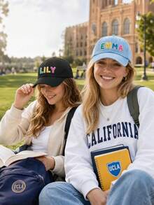 Personalized Multi-Color Embroidered Decorative Hat, Customizable With Your Name, Unique, Fashionable, Beautiful, Vacation Decoration, Back To School Eye-Catching Accessory - Multicolor - View 4